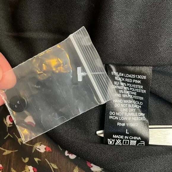 Lush | Women's Black/Floral Print Sheer Side/Sleeve Dress with Tags | Size: L - Picture 9 of 9